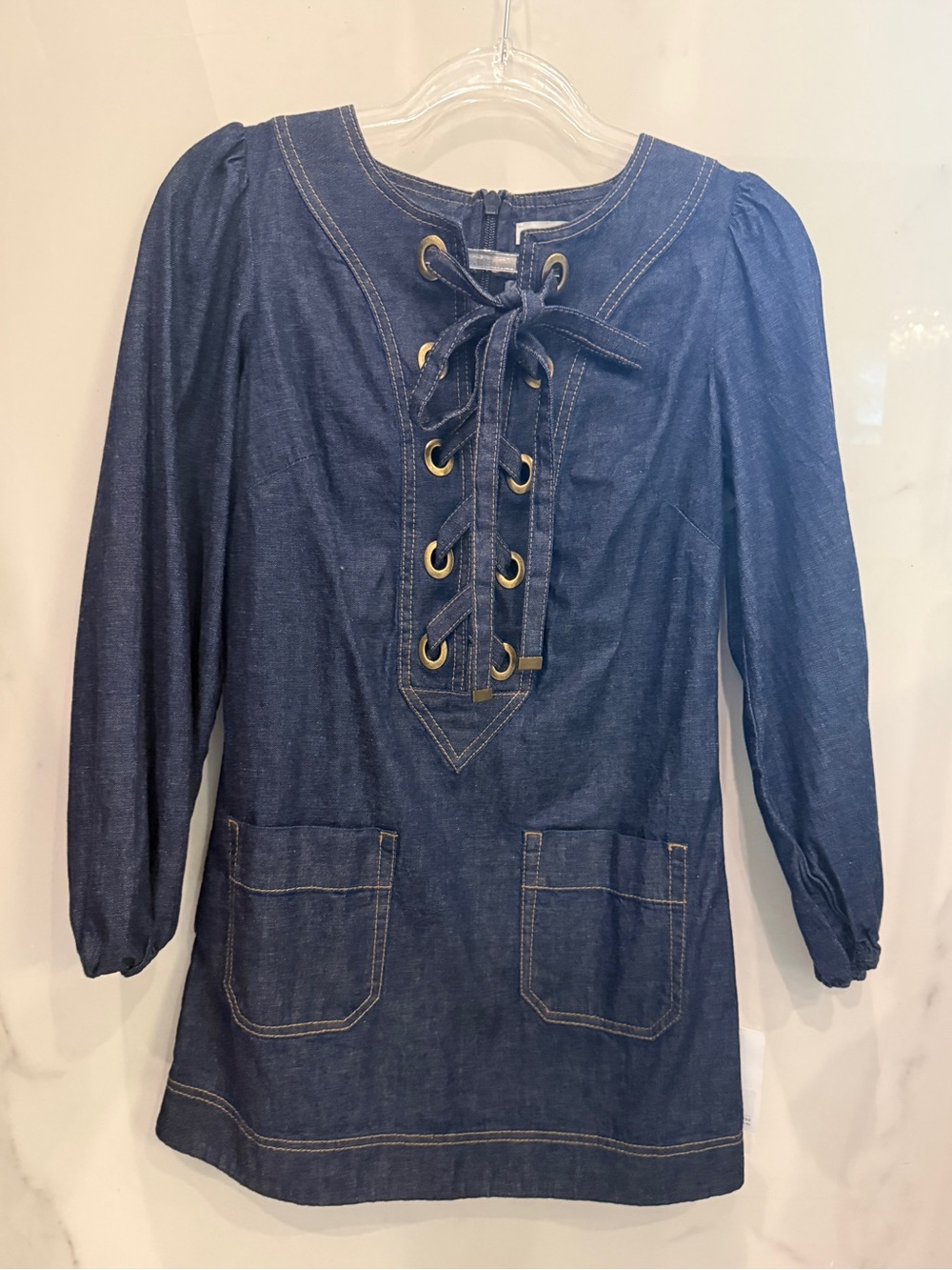 Zimmerman denim tunic dress with front tie